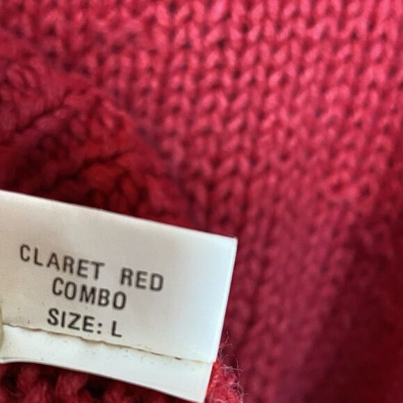 Vintage Northern Isles Hand Knit Sweater Sz L Red Fair Isle Ski 80s 90s - Picture 16 of 16